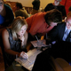 Election night journalists watching results and returns on laptop